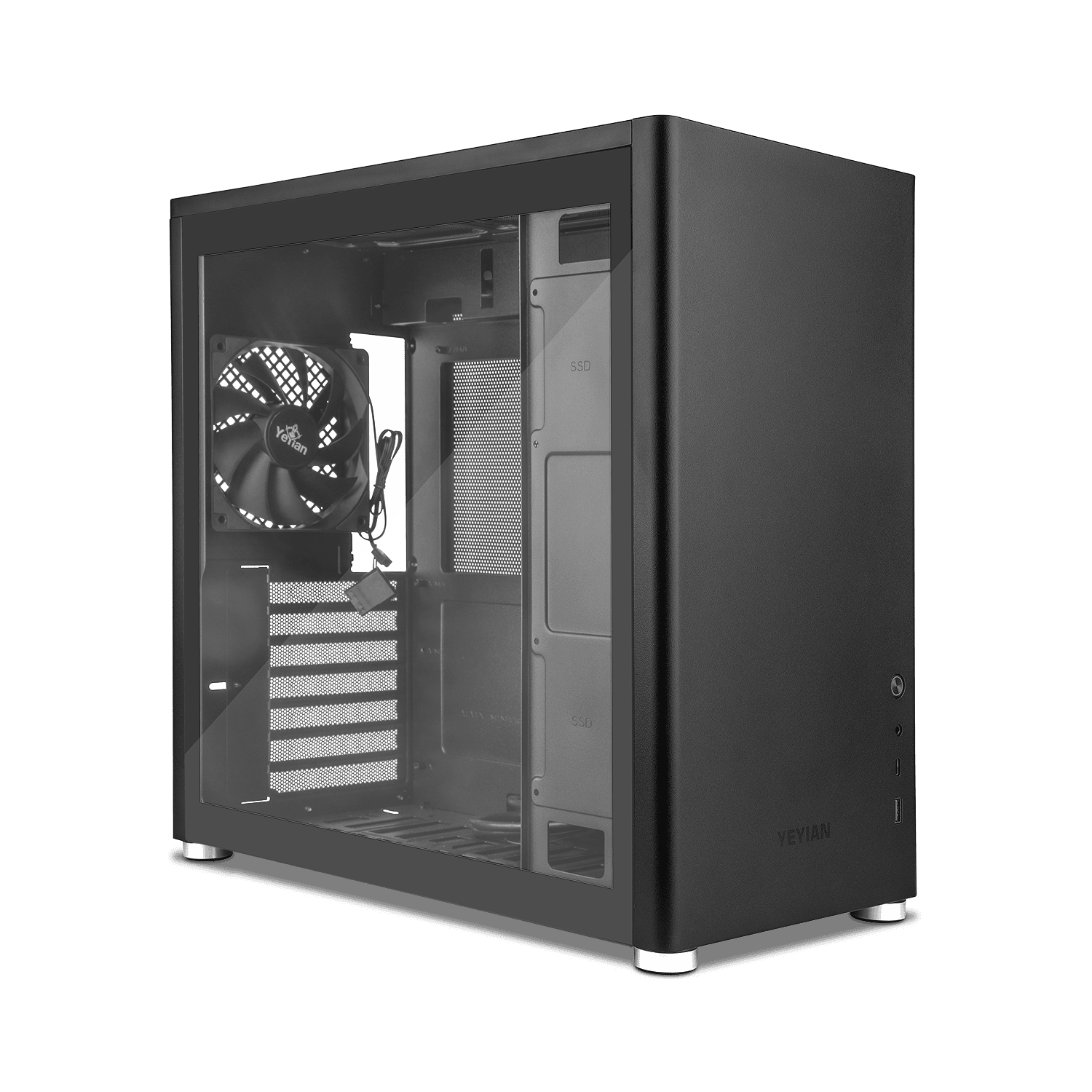 Yeyian Hussar Plus ATX Mid Tower Gaming Case with Vertical Airflow amp Tempered Glass