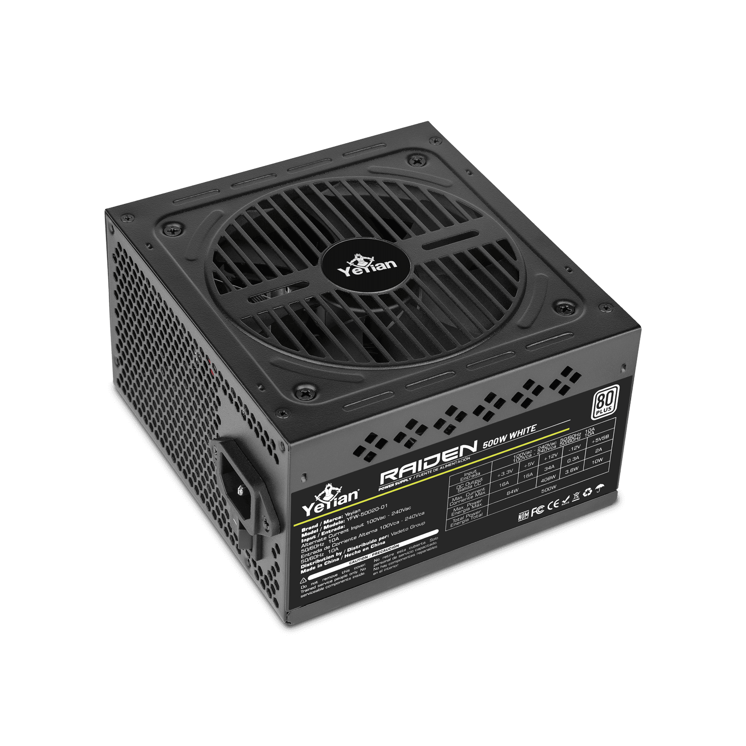 Raiden, 500W 80 Plus White, ATX 2.0 Non-Modular